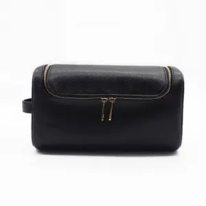 Ladies portable leather cosmetic storage bag