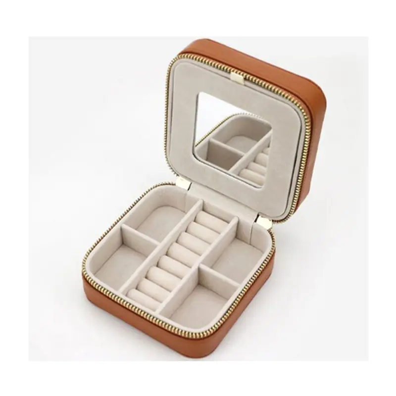 China OEM Jewelry Box With Watch Storage Manufacturers –  Leather storage box ring earrings portable jewelry box female – Longqin