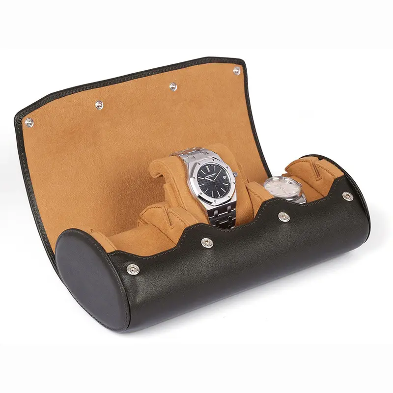 Watch Storage Box Leather Products –  Leather 3 compartment watch storage box mechanical watch leather storage box  – Longqin