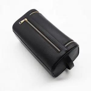 Ladies portable leather cosmetic storage bag