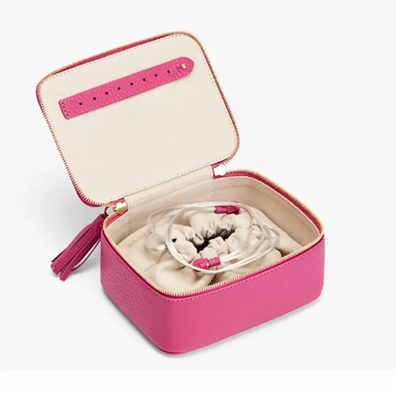 China OEM Ring In A Box Companies –  Textured superb leather Square multifunctional earrings necklace jewelry leather storage box – Longqin